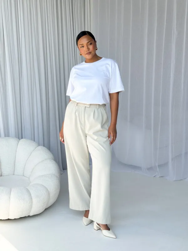 FB SALE - DOWNTOWN WIDE LEG PANT ECRU SIZE 6 (B) sold by FAYT The Label