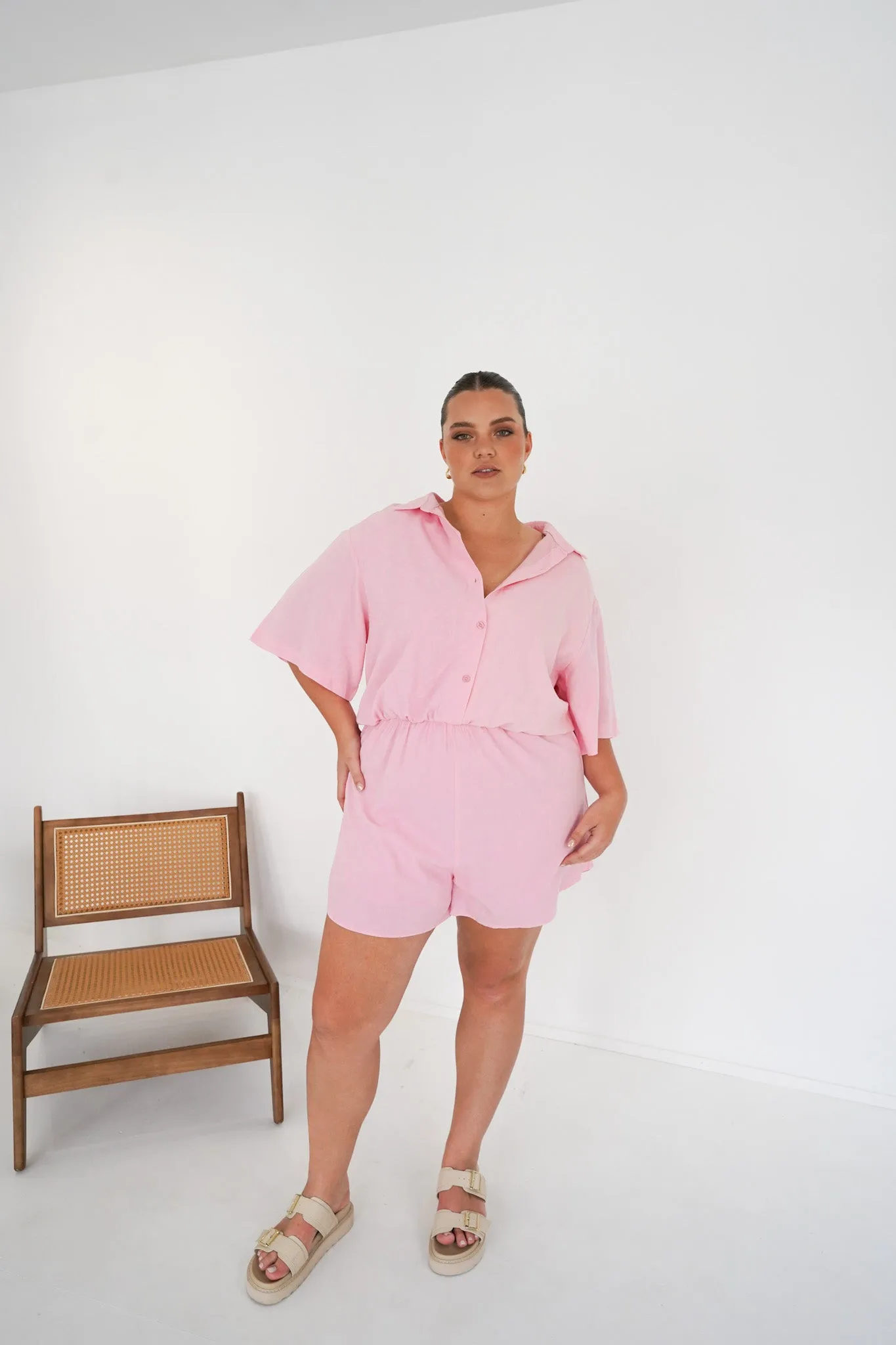 FB SALE - ZEPHYR LINEN PLAYSUIT PINK SIZE 18 (A) sold by FAYT The Label