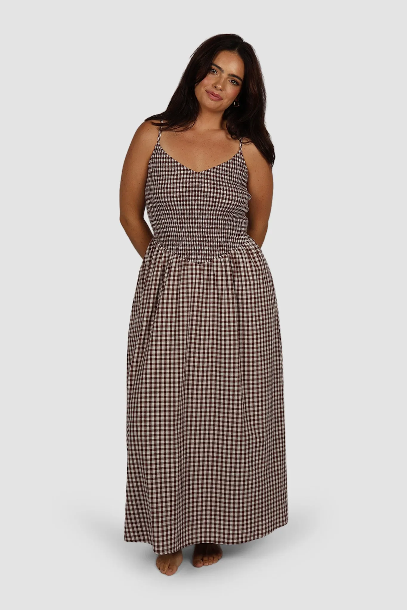 YARA DRESS CHOC GINGHAM sold by FAYT The Label product image thumbnail 3