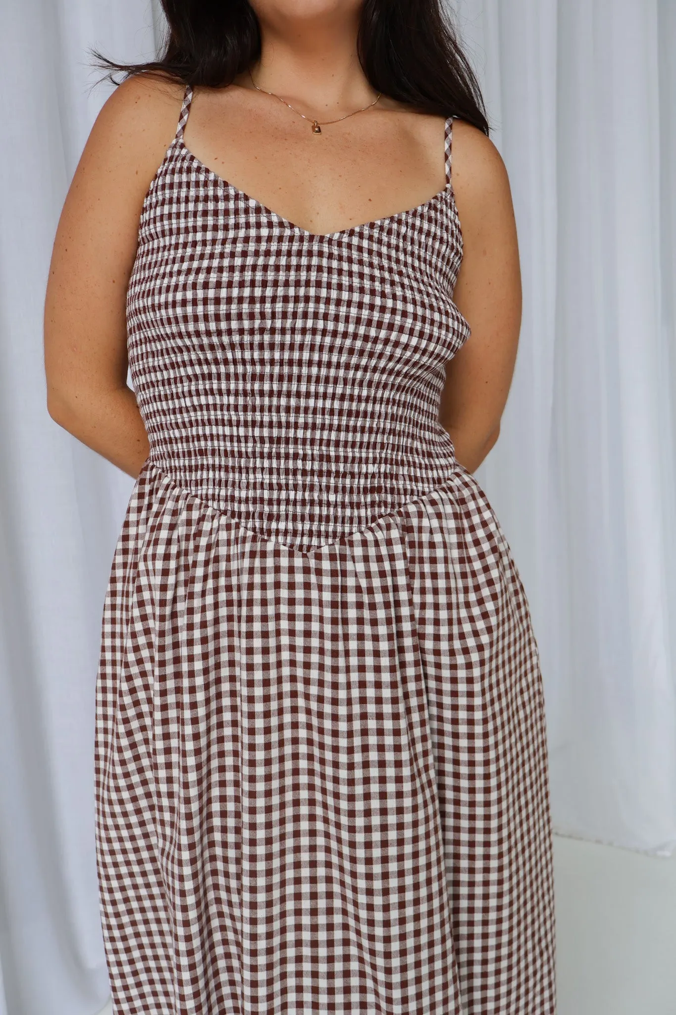 YARA DRESS CHOC GINGHAM sold by FAYT The Label product image thumbnail 2