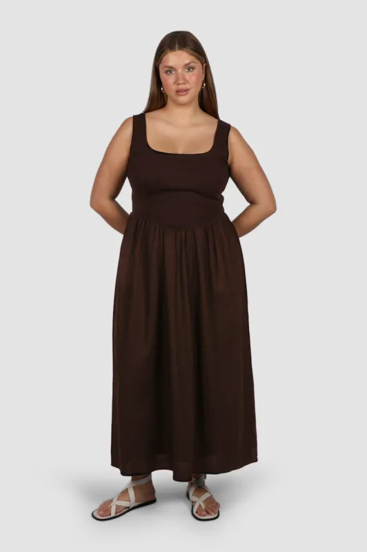 MYRA DRESS CHOCOLATE sold by FAYT The Label