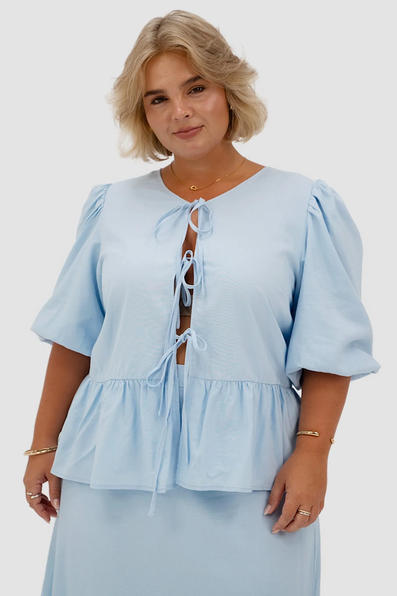 FB SALE - FAWN TOP SOFT BLUE SIZE 12 (D) sold by FAYT The Label