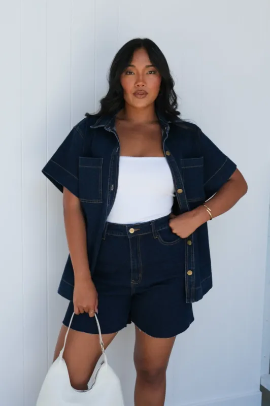 FB SALE - COMO DENIM SHIRT MIDNIGHT BLUE SIZE 24 (A) sold by FAYT The Label