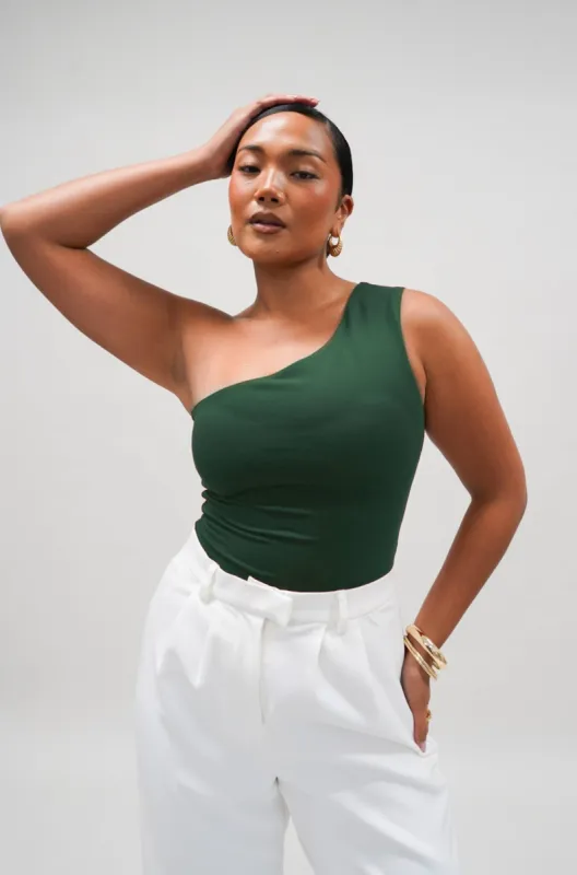 FB SALE - SULLIVAN ONE SHOULDER TOP DEEP GREEN SIZE 14-16 (A) sold by FAYT The Label