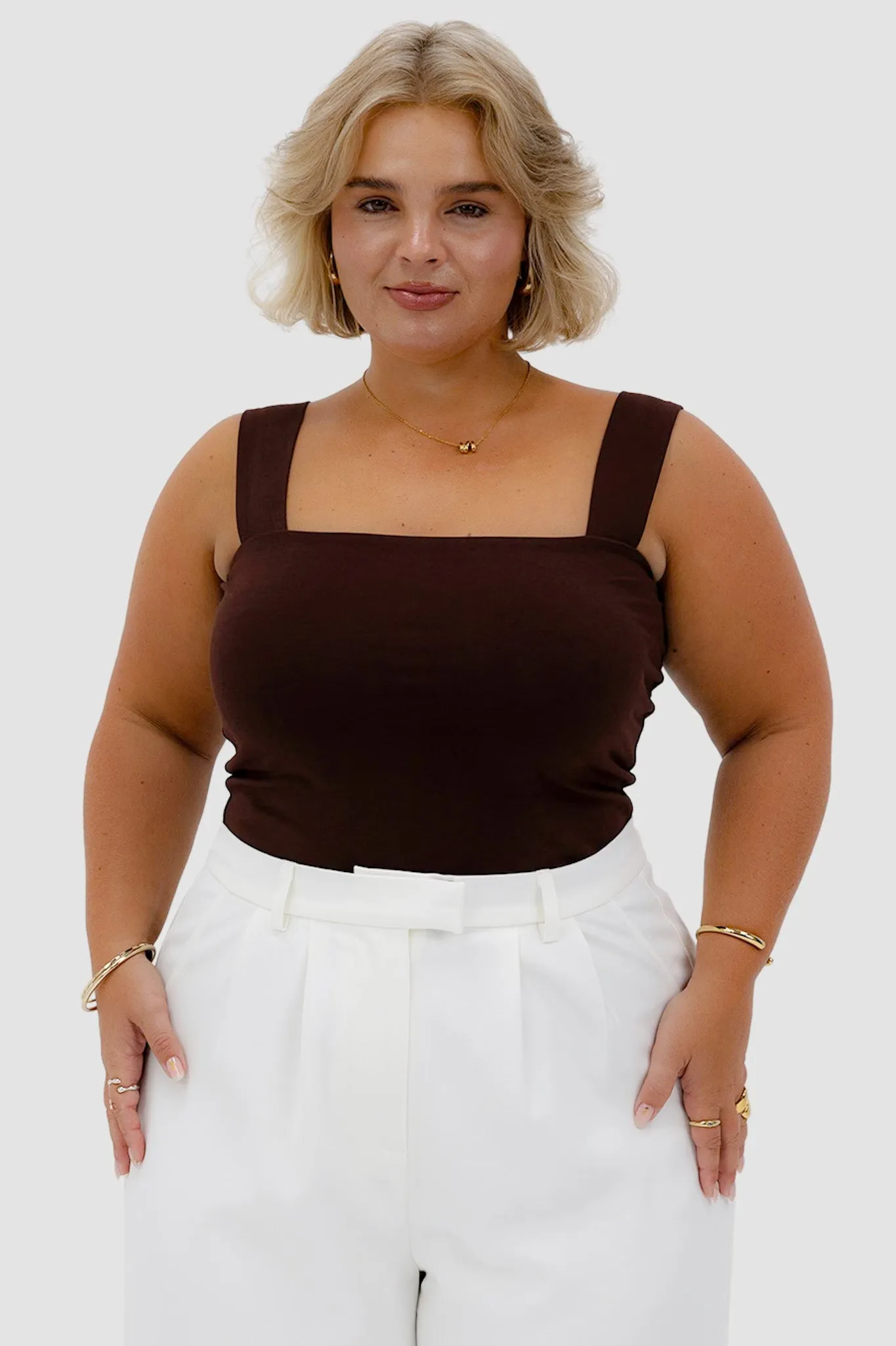 SAMPLE - QUINN TOP CHOCOLATE sold by FAYT The Label