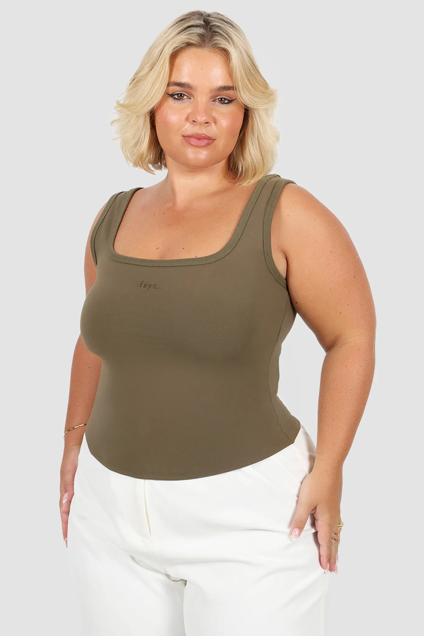 FAYT LOGO TANK OLIVE sold by FAYT The Label product image thumbnail 3