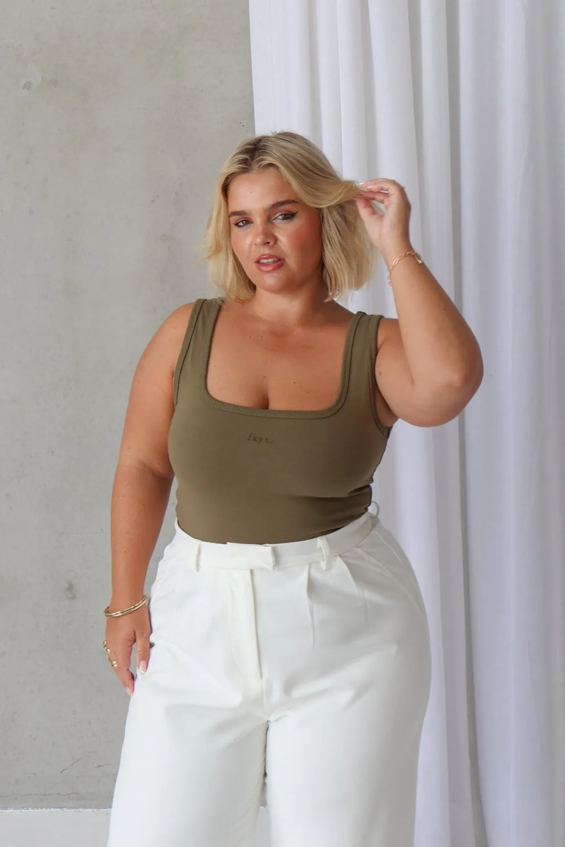 FAYT LOGO TANK OLIVE sold by FAYT The Label