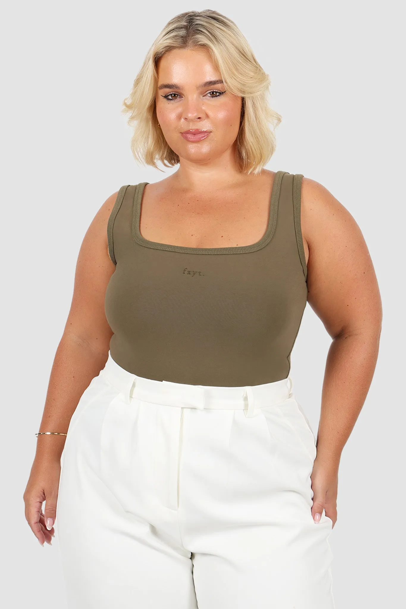 FAYT LOGO TANK OLIVE sold by FAYT The Label product image thumbnail 2