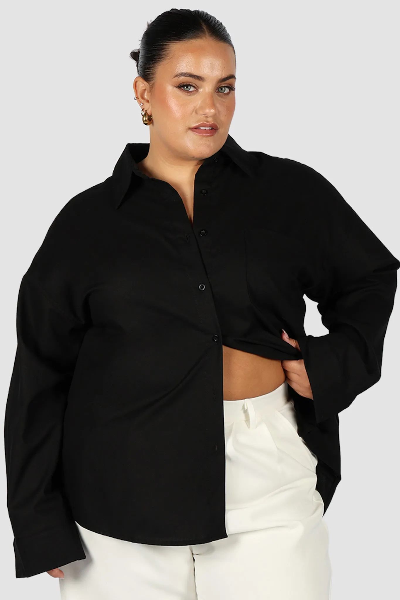 BEXLEY BUTTON SHIRT BLACK sold by FAYT The Label product image thumbnail 2