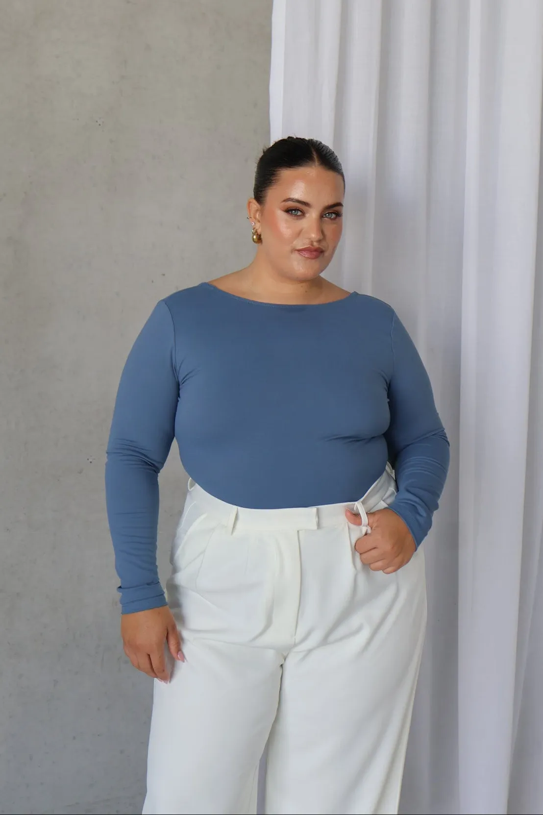 SCOOP BACK BODYSUIT SLATE sold by FAYT The Label