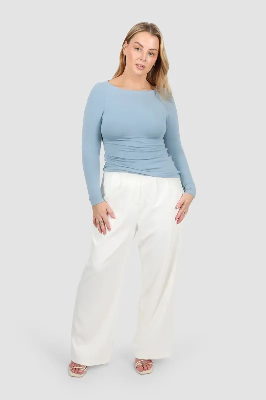 ULTRASOFT ORLA L/S TOP SOFT DUSTY BLUE sold by FAYT The Label