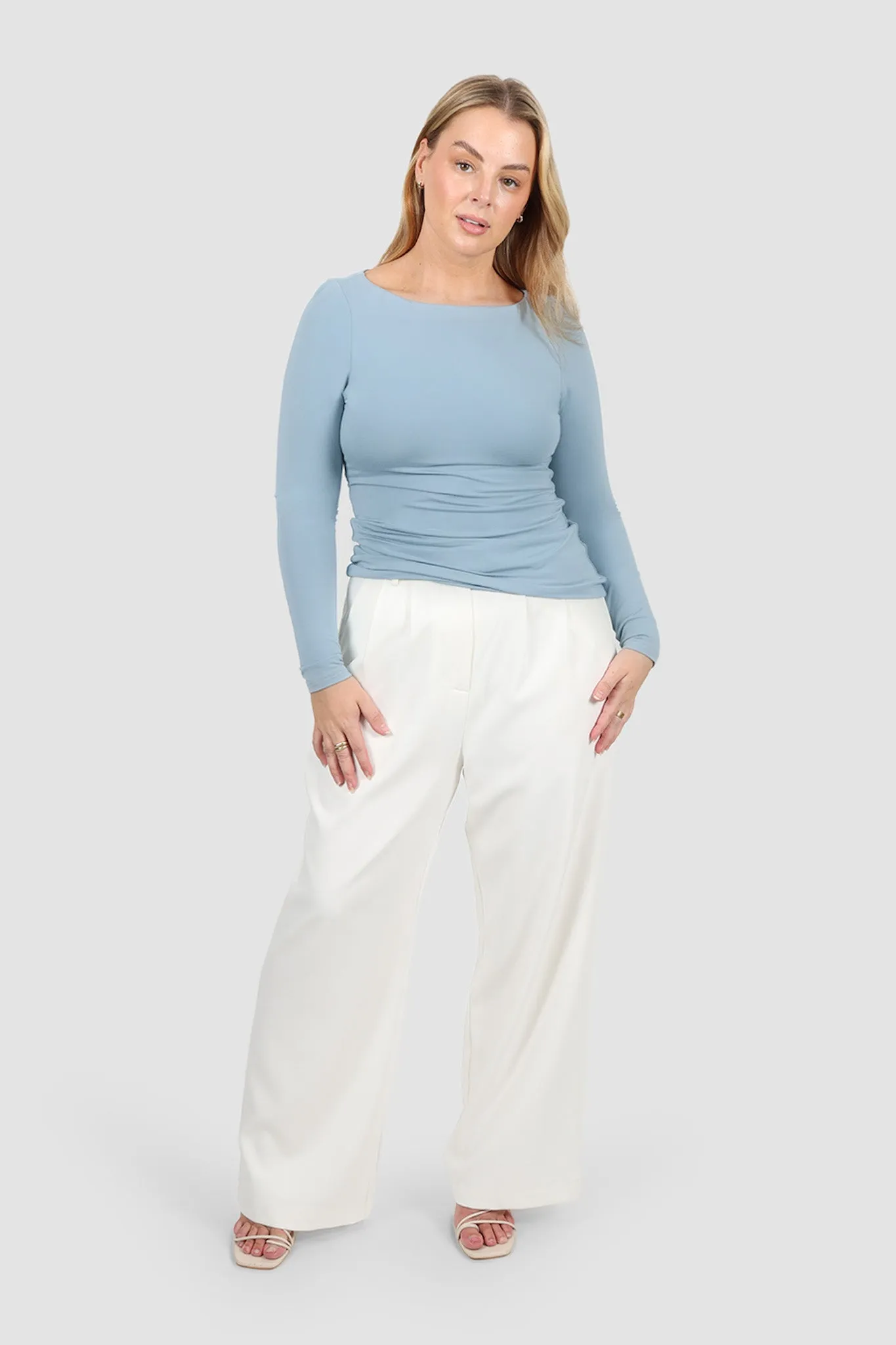 ULTRASOFT ORLA L/S TOP SOFT DUSTY BLUE sold by FAYT The Label