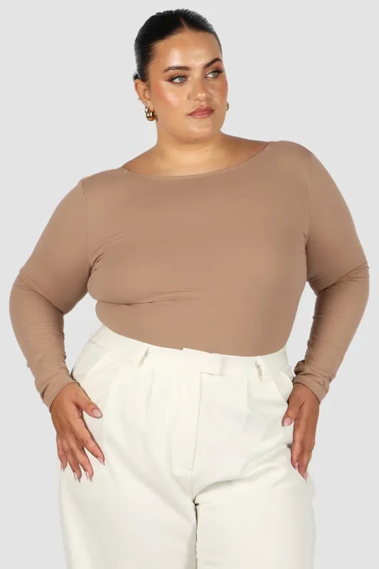 SCOOP BACK BODYSUIT COFFEE sold by FAYT The Label