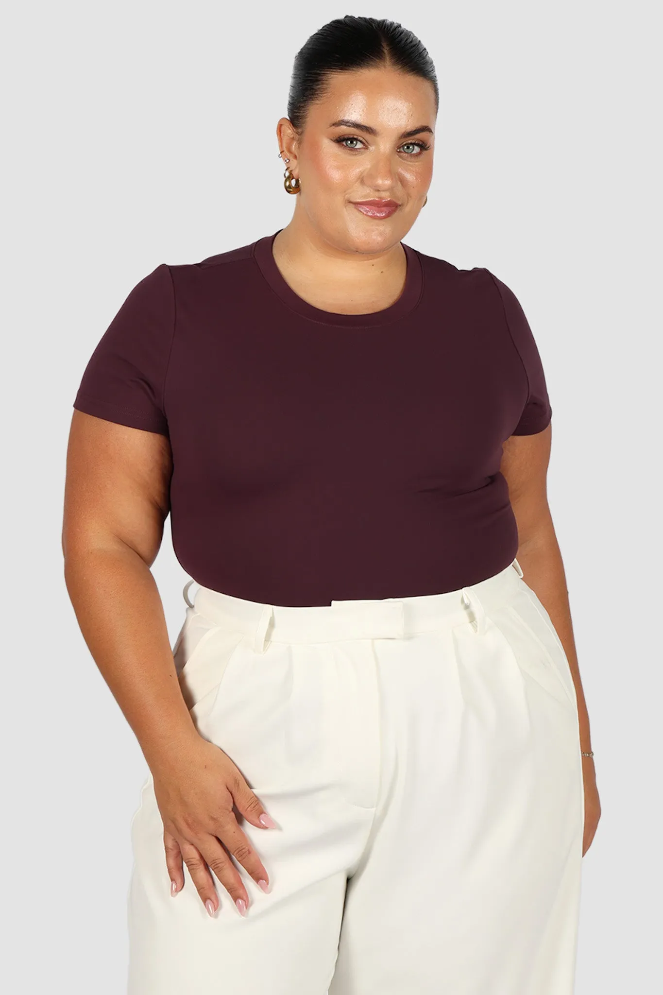 S/S BODYSUIT DEEP PLUM sold by FAYT The Label