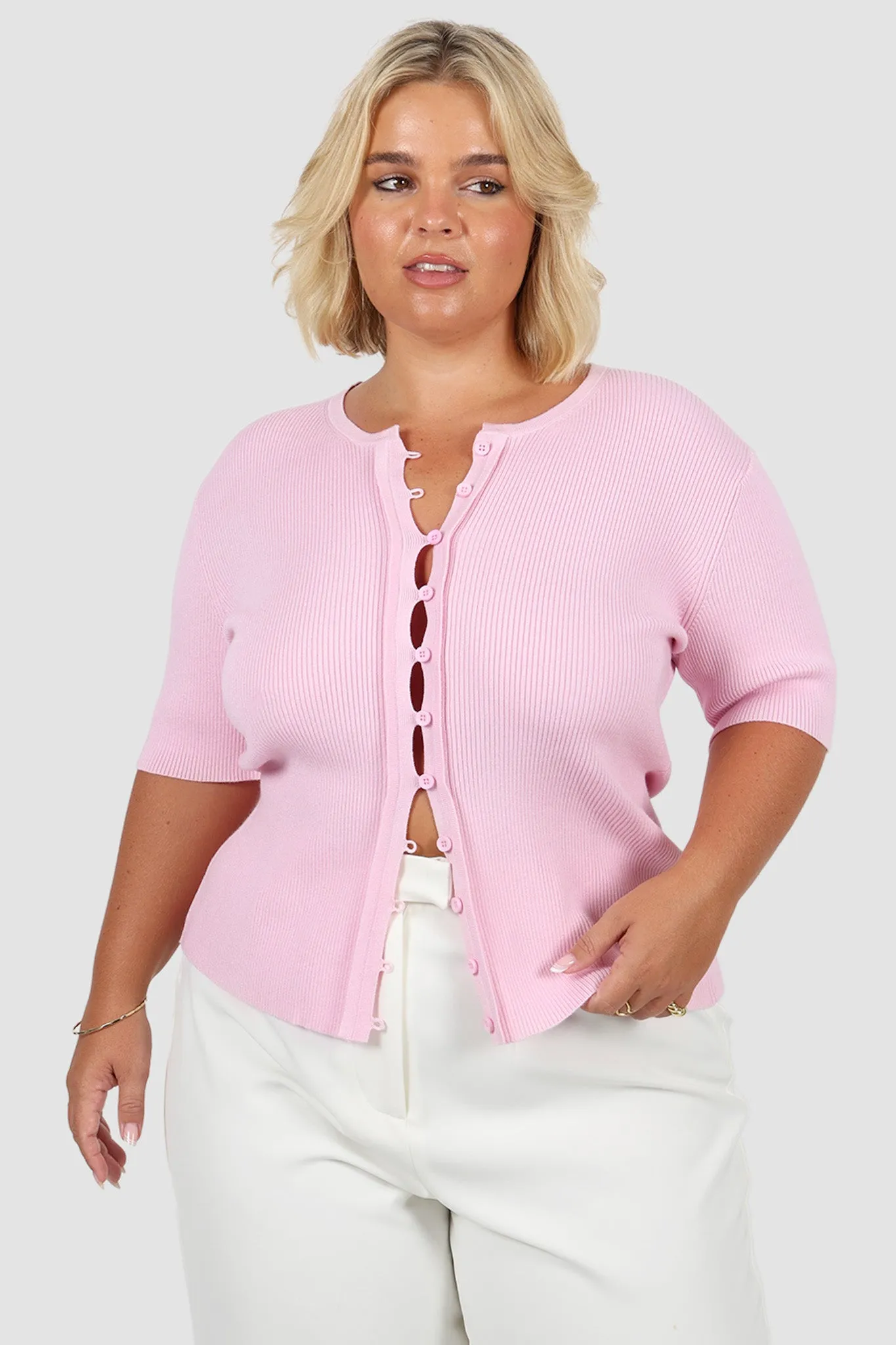 WREN S/S KNIT TOP SOFT PINK sold by FAYT The Label product image thumbnail 3