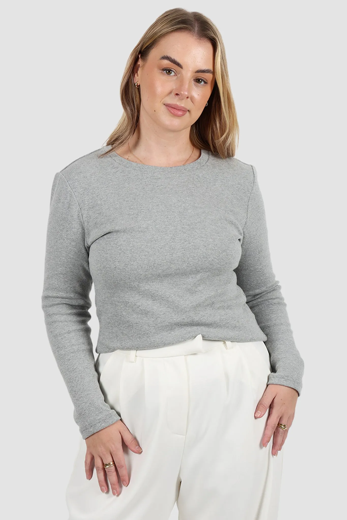 PORTLAND L/S RIB TEE GREY MARLE sold by FAYT The Label product image thumbnail 5