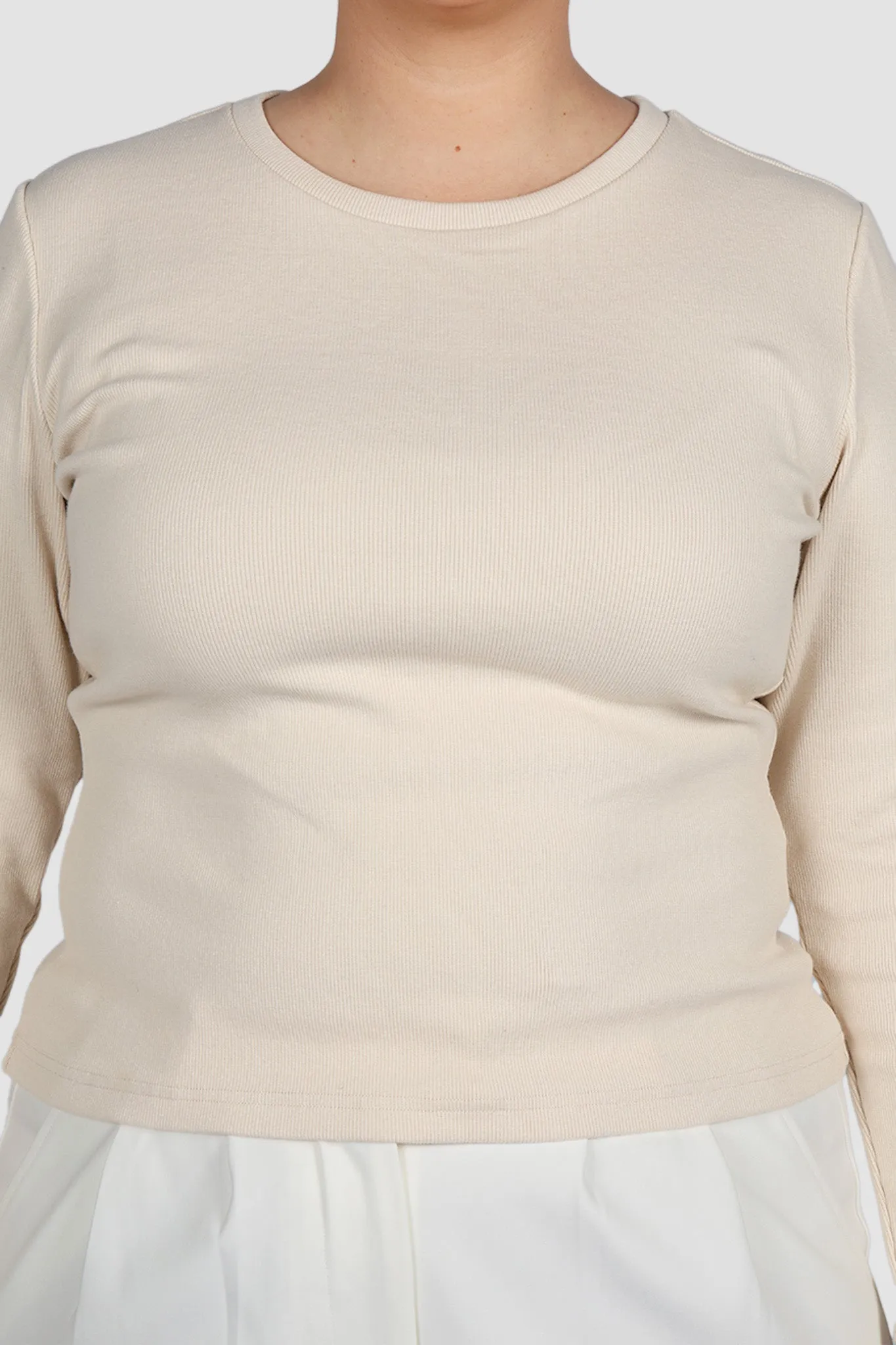 PORTLAND L/S RIB TEE BEIGE sold by FAYT The Label product image thumbnail 3