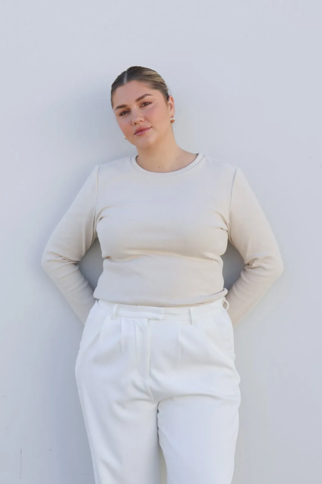 PORTLAND L/S RIB TEE BEIGE sold by FAYT The Label product image thumbnail 2