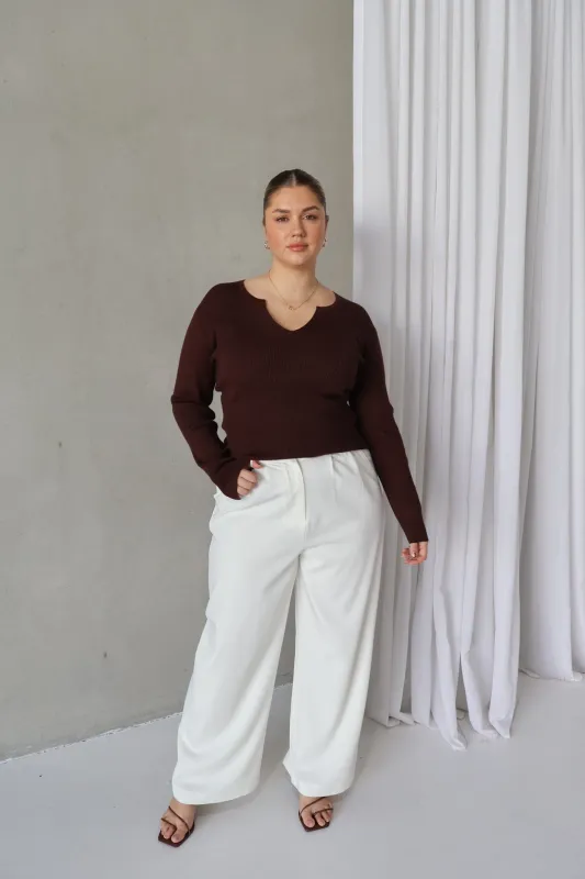 ZERRA KNIT TOP DEEP CHOC sold by FAYT The Label