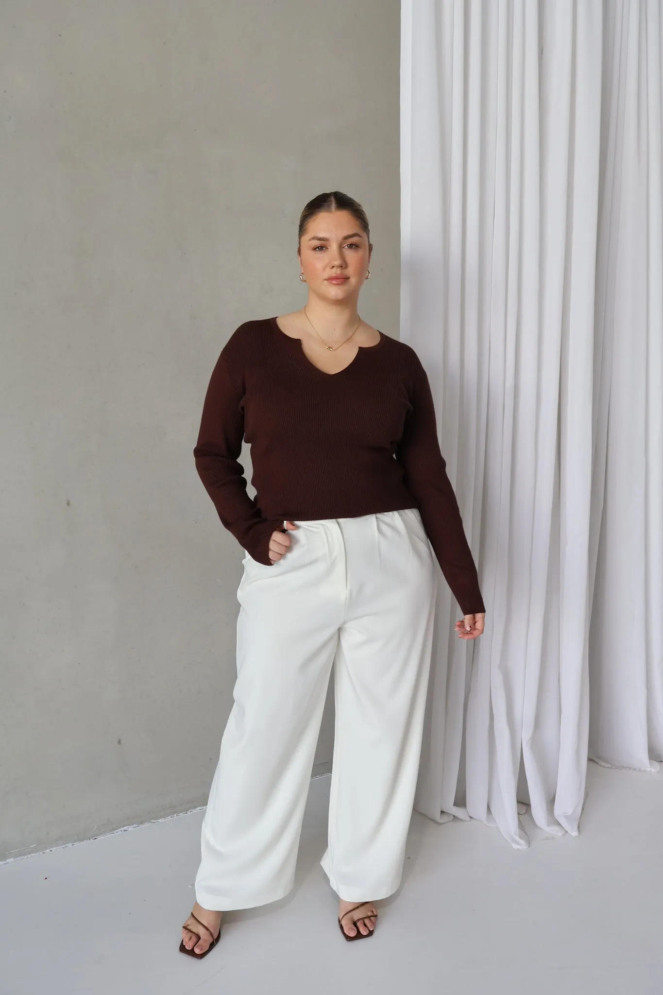 ZERRA KNIT TOP DEEP CHOC sold by FAYT The Label