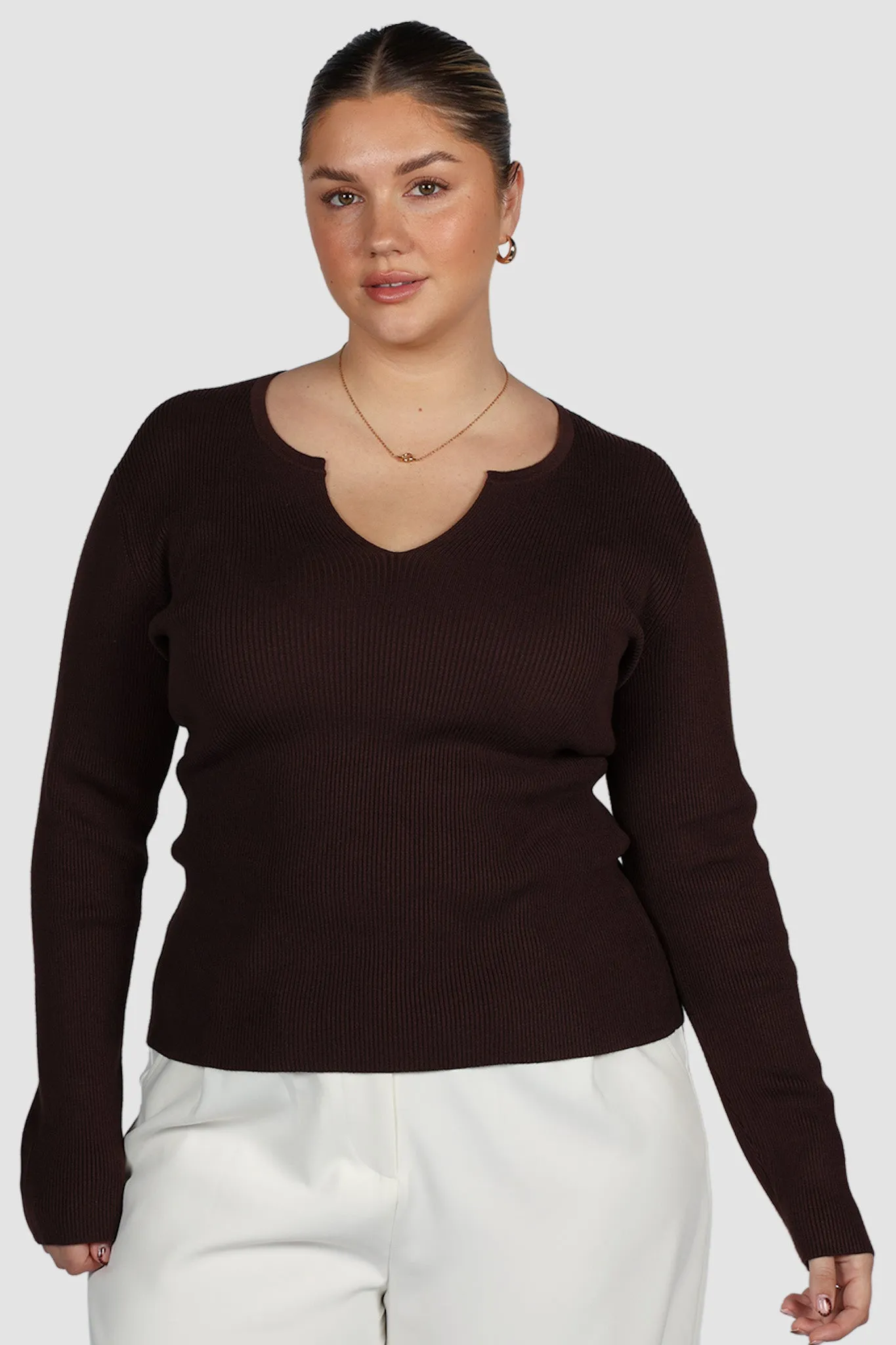ZERRA KNIT TOP DEEP CHOC sold by FAYT The Label product image thumbnail 2