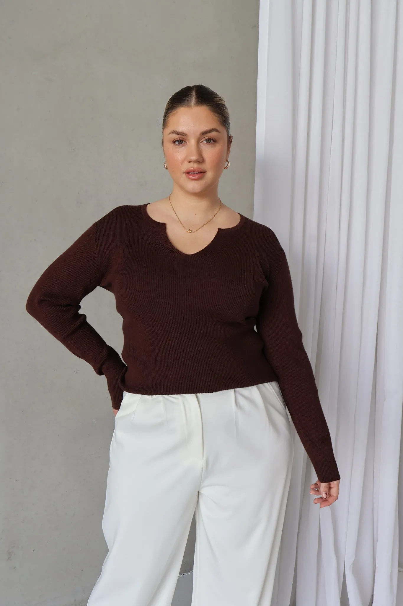 ZERRA KNIT TOP DEEP CHOC sold by FAYT The Label product image thumbnail 4