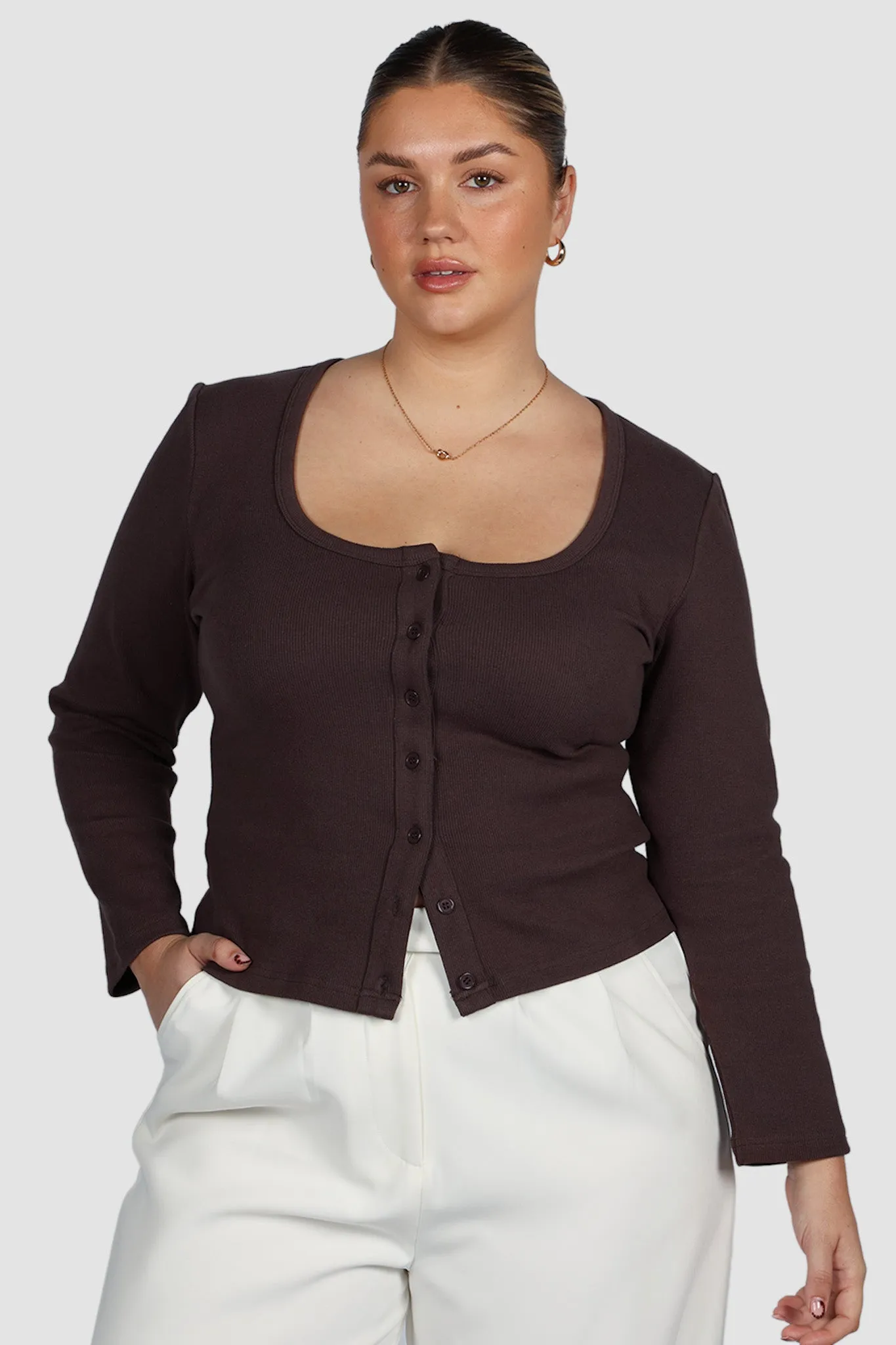 BECKER LONG SLEEVE TOP CHOC sold by FAYT The Label product image thumbnail 2