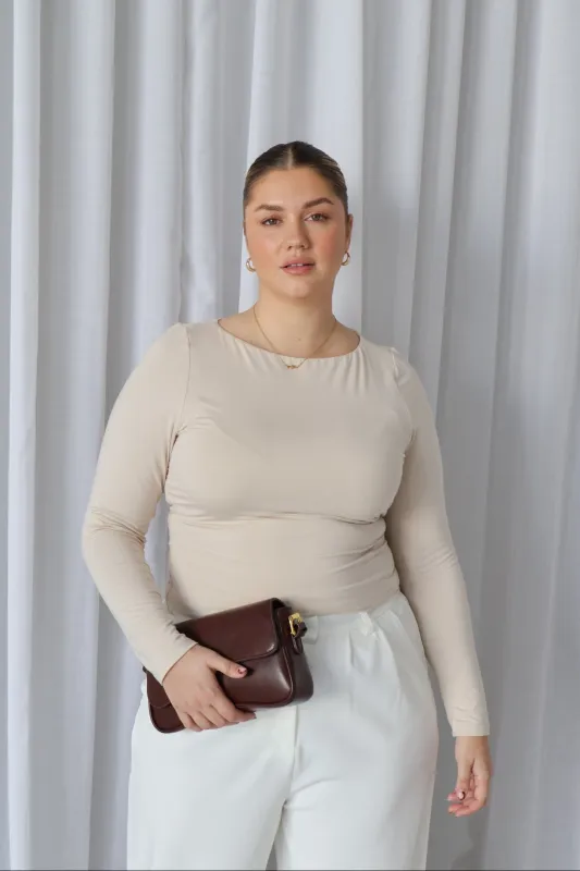 ULTRASOFT ORLA L/S TOP BEIGE sold by FAYT The Label