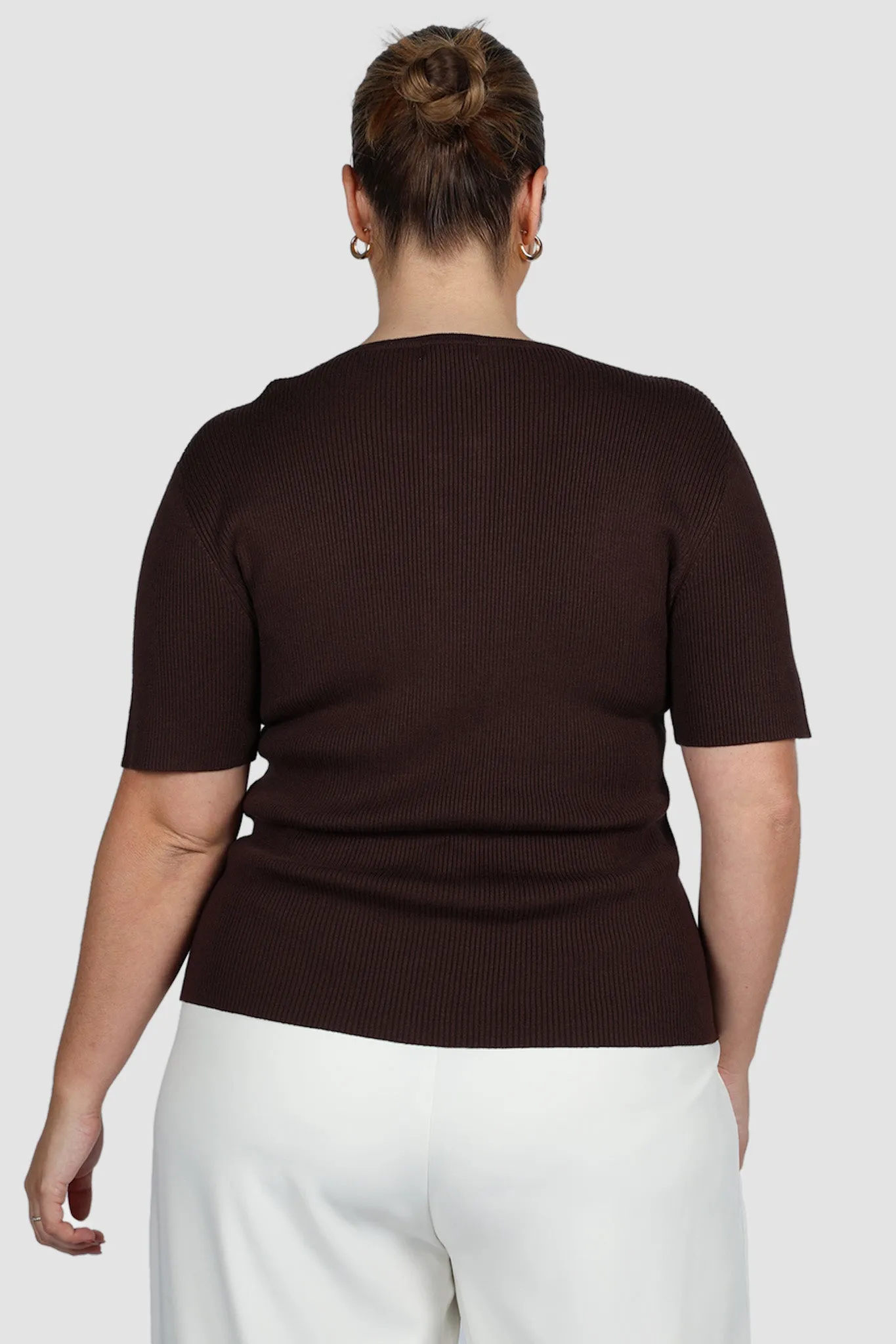 WREN S/S KNIT TOP DEEP CHOC sold by FAYT The Label product image thumbnail 4