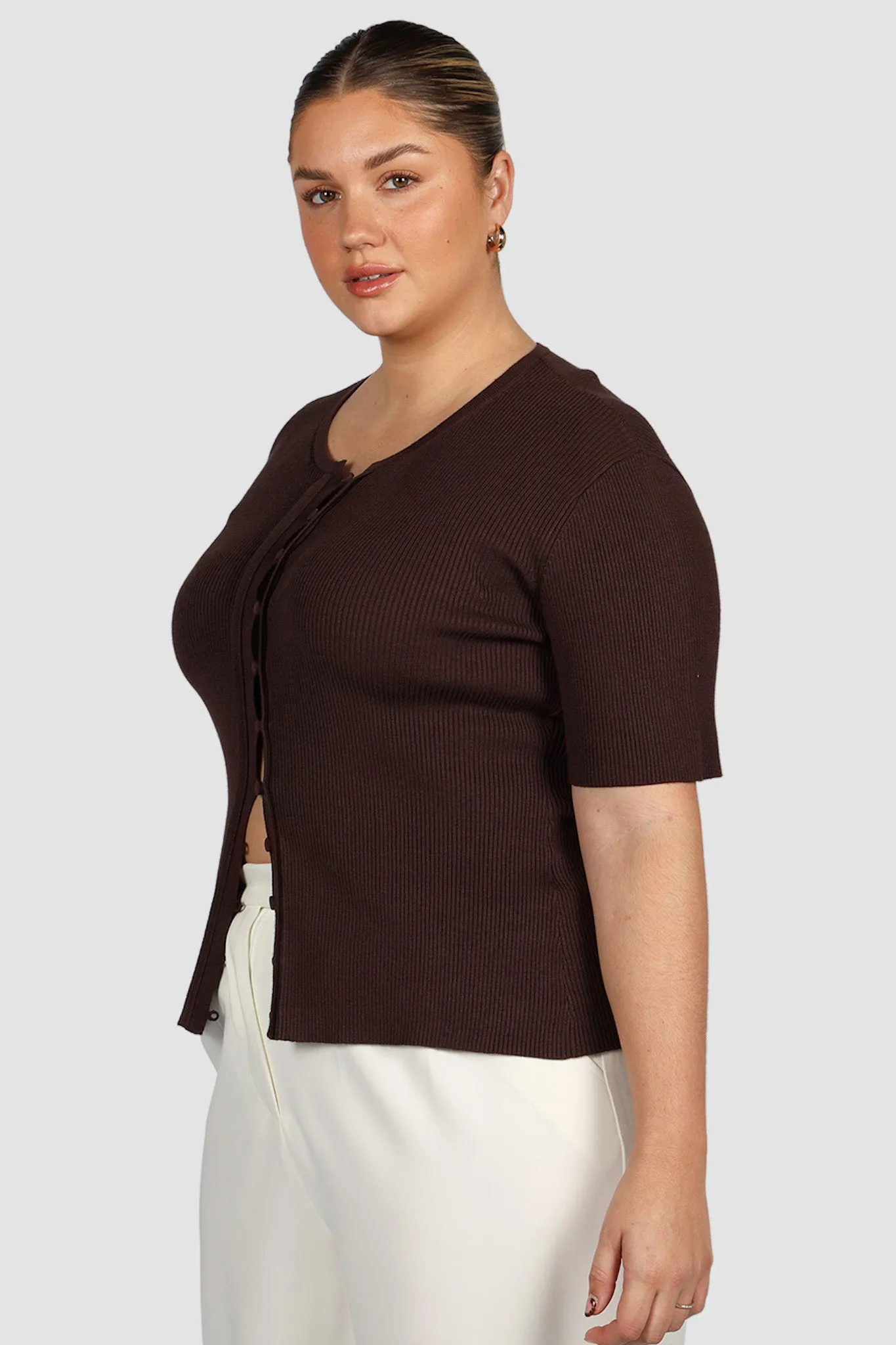 WREN S/S KNIT TOP DEEP CHOC sold by FAYT The Label product image thumbnail 3