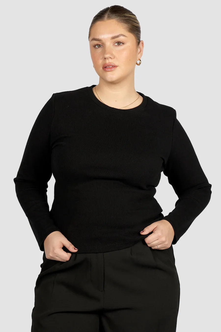 PORTLAND L/S RIB TEE BLACK sold by FAYT The Label product image thumbnail 4