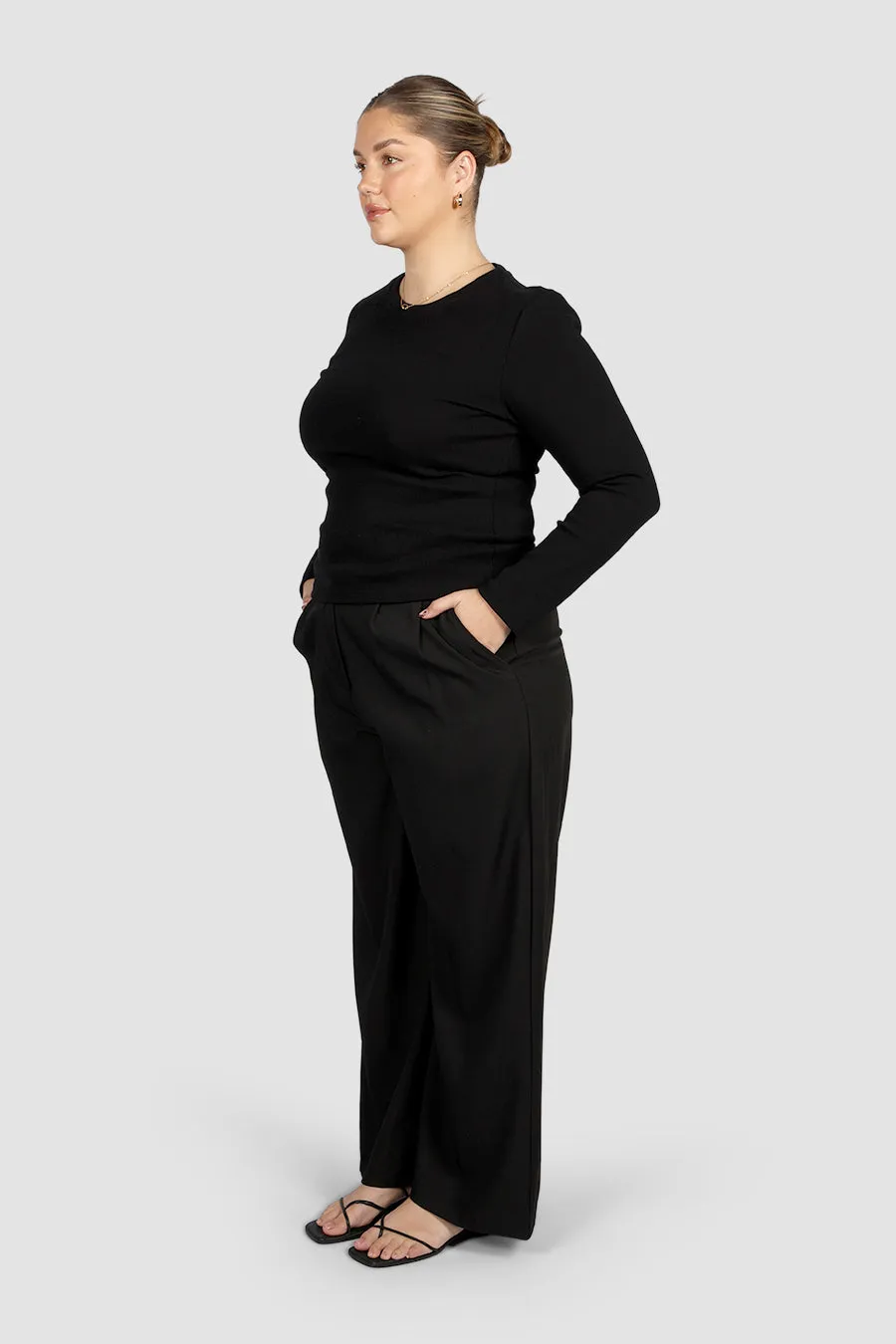 PORTLAND L/S RIB TEE BLACK sold by FAYT The Label product image thumbnail 5