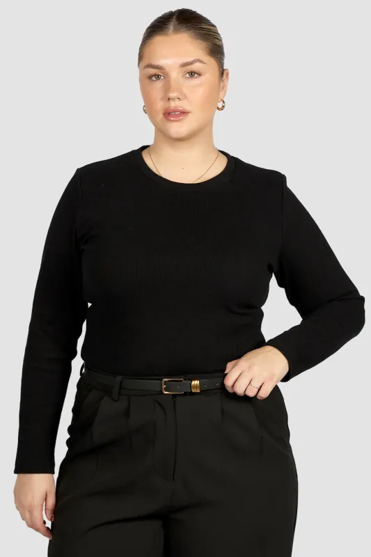 PORTLAND L/S RIB TEE BLACK sold by FAYT The Label