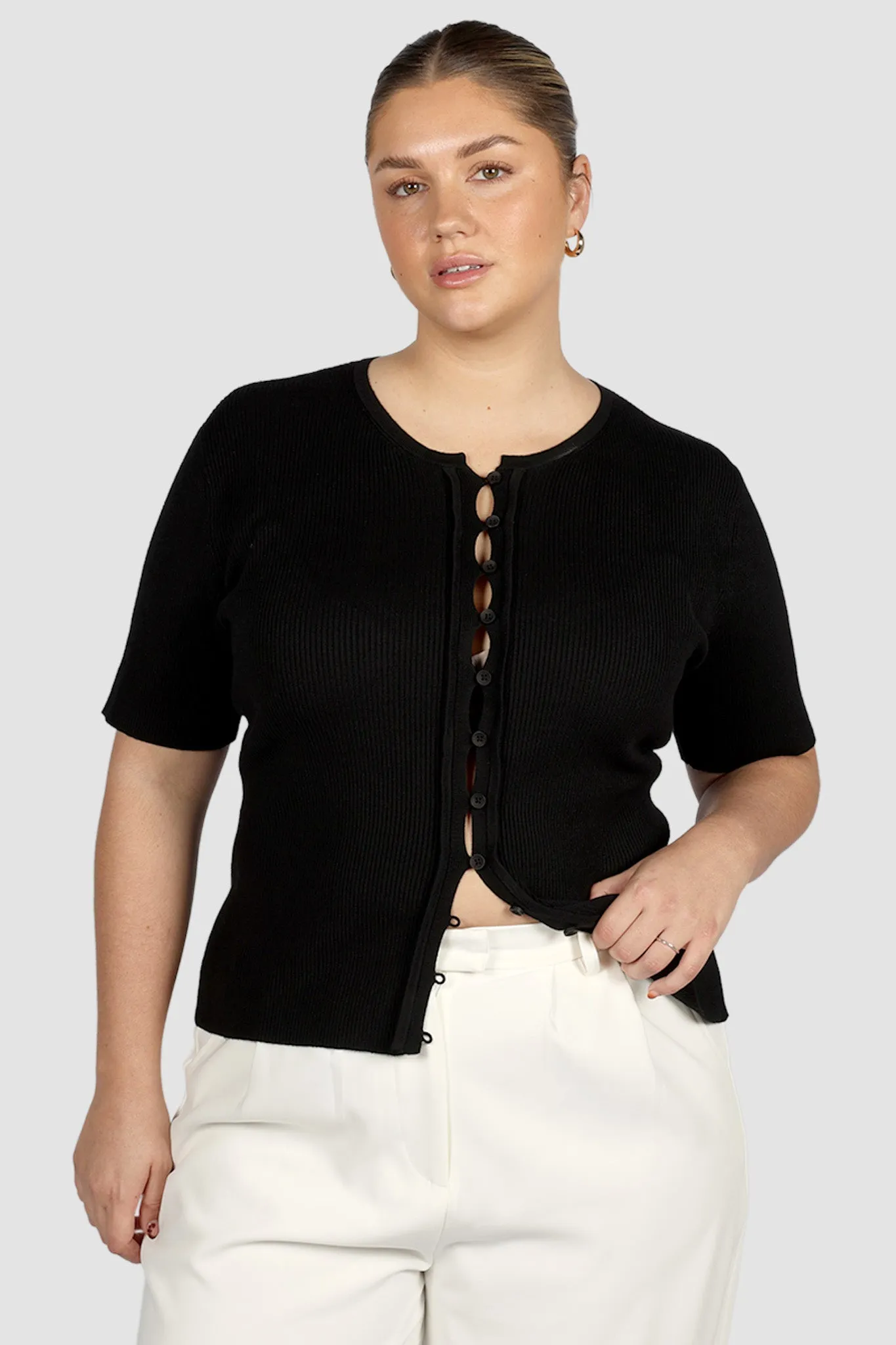 WREN S/S KNIT TOP BLACK sold by FAYT The Label product image thumbnail 3