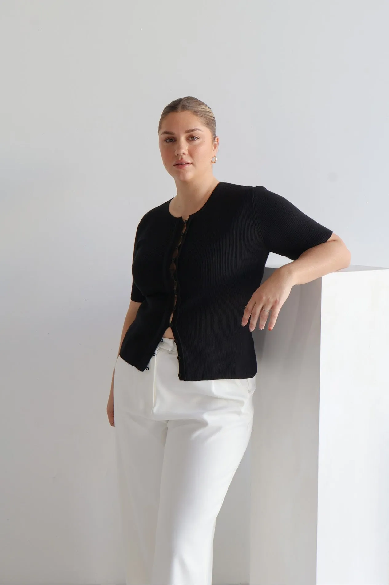 WREN S/S KNIT TOP BLACK sold by FAYT The Label product image thumbnail 2