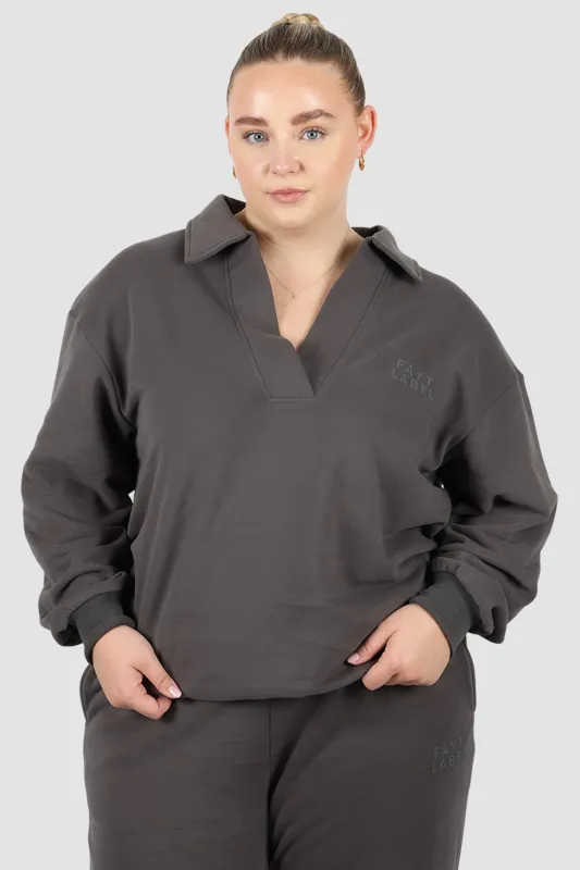 FAYT LOGO COLLAR CREW CHARCOAL sold by FAYT The Label