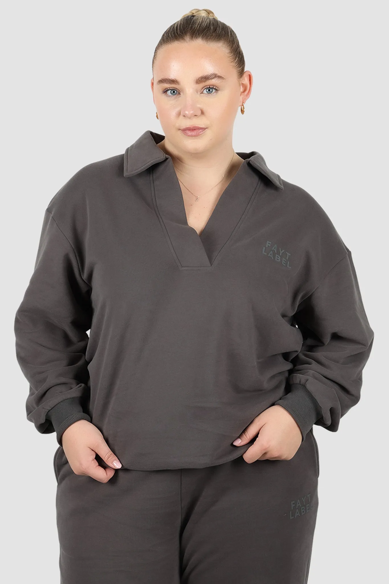 FAYT LOGO COLLAR CREW CHARCOAL sold by FAYT The Label