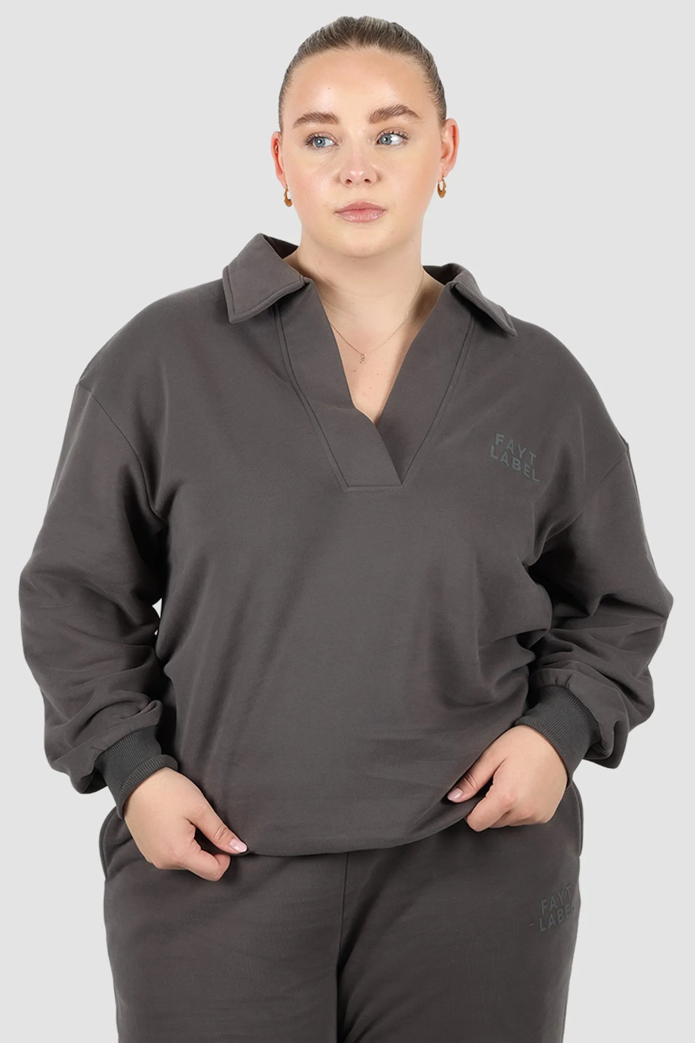 FAYT LOGO COLLAR CREW CHARCOAL sold by FAYT The Label product image thumbnail 4