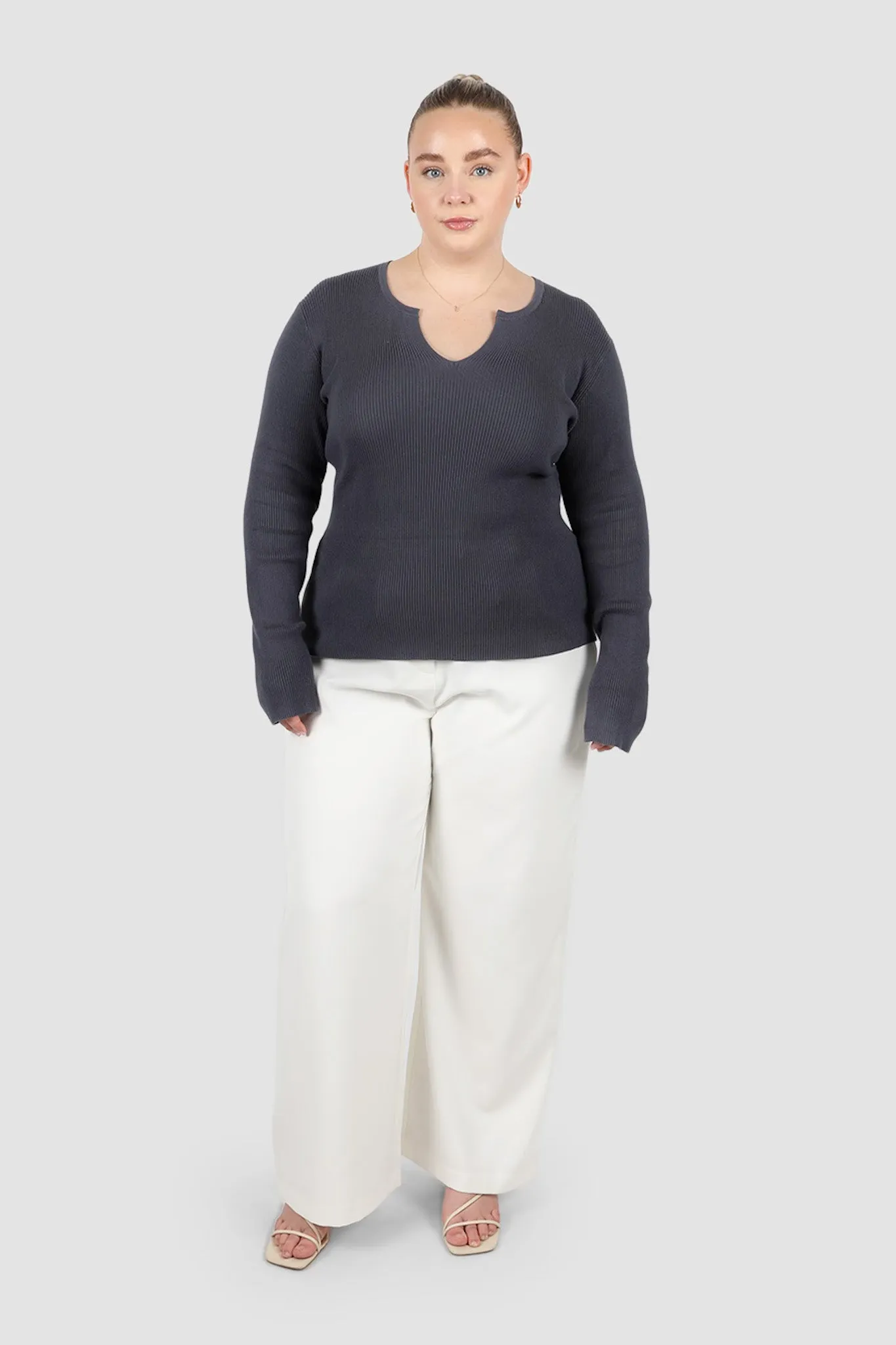 ZERRA KNIT TOP STEEL sold by FAYT The Label product image thumbnail 2