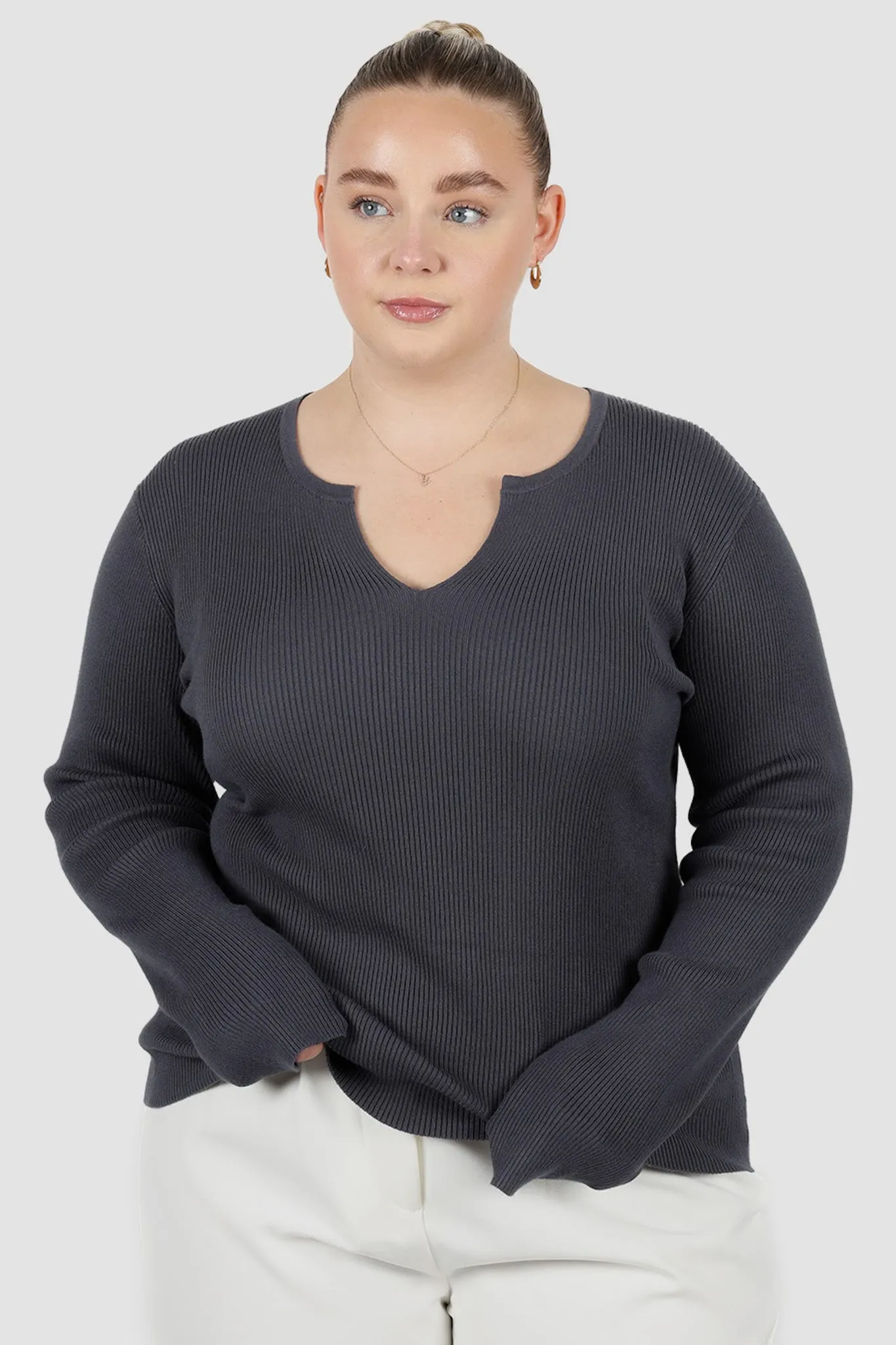 ZERRA KNIT TOP STEEL sold by FAYT The Label