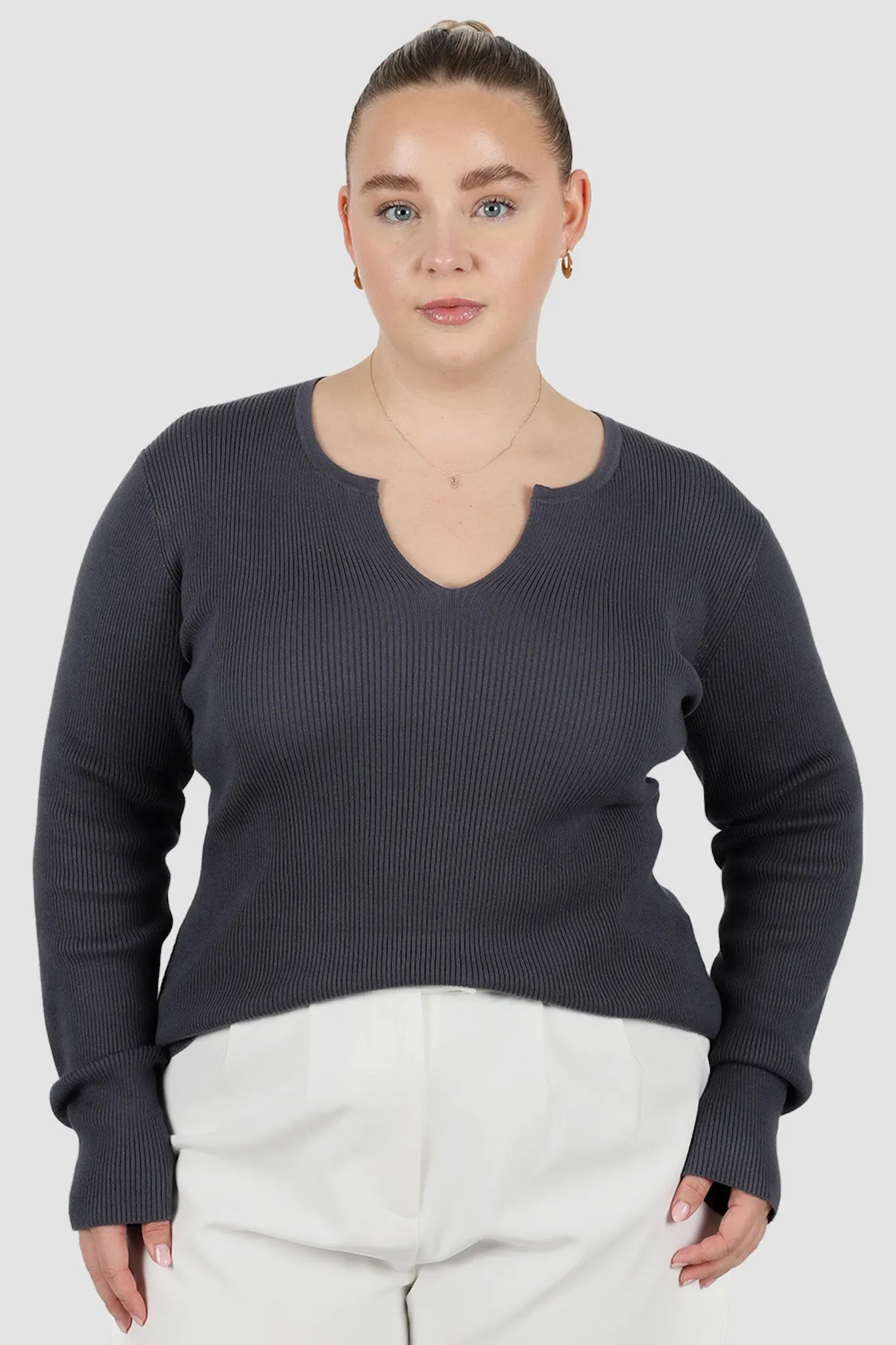 ZERRA KNIT TOP STEEL sold by FAYT The Label product image thumbnail 3