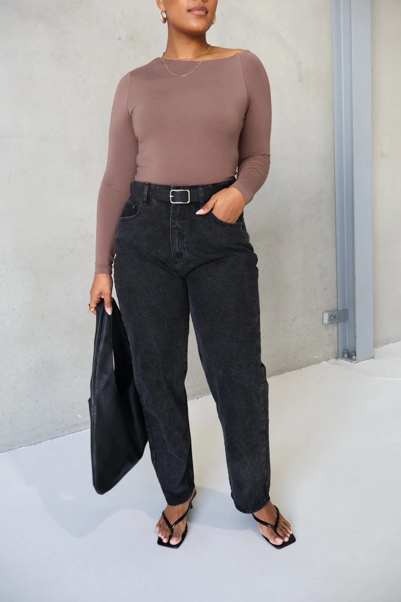 LULA LONG SLEEVE TOP DEEP MOCHA sold by FAYT The Label product image thumbnail 2