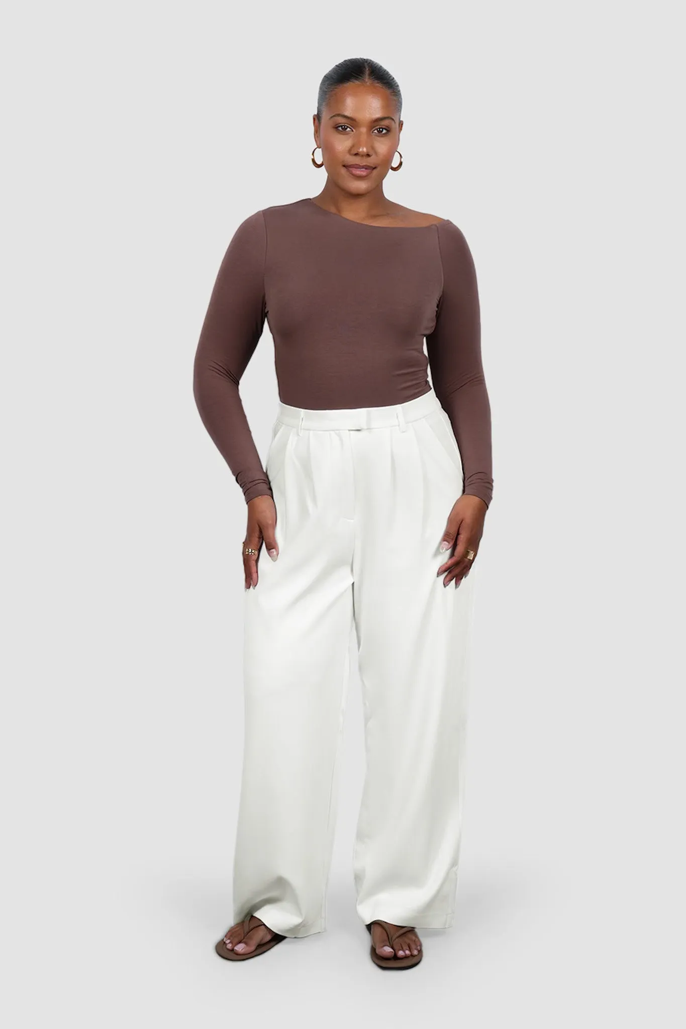 LULA LONG SLEEVE TOP DEEP MOCHA sold by FAYT The Label product image thumbnail 4