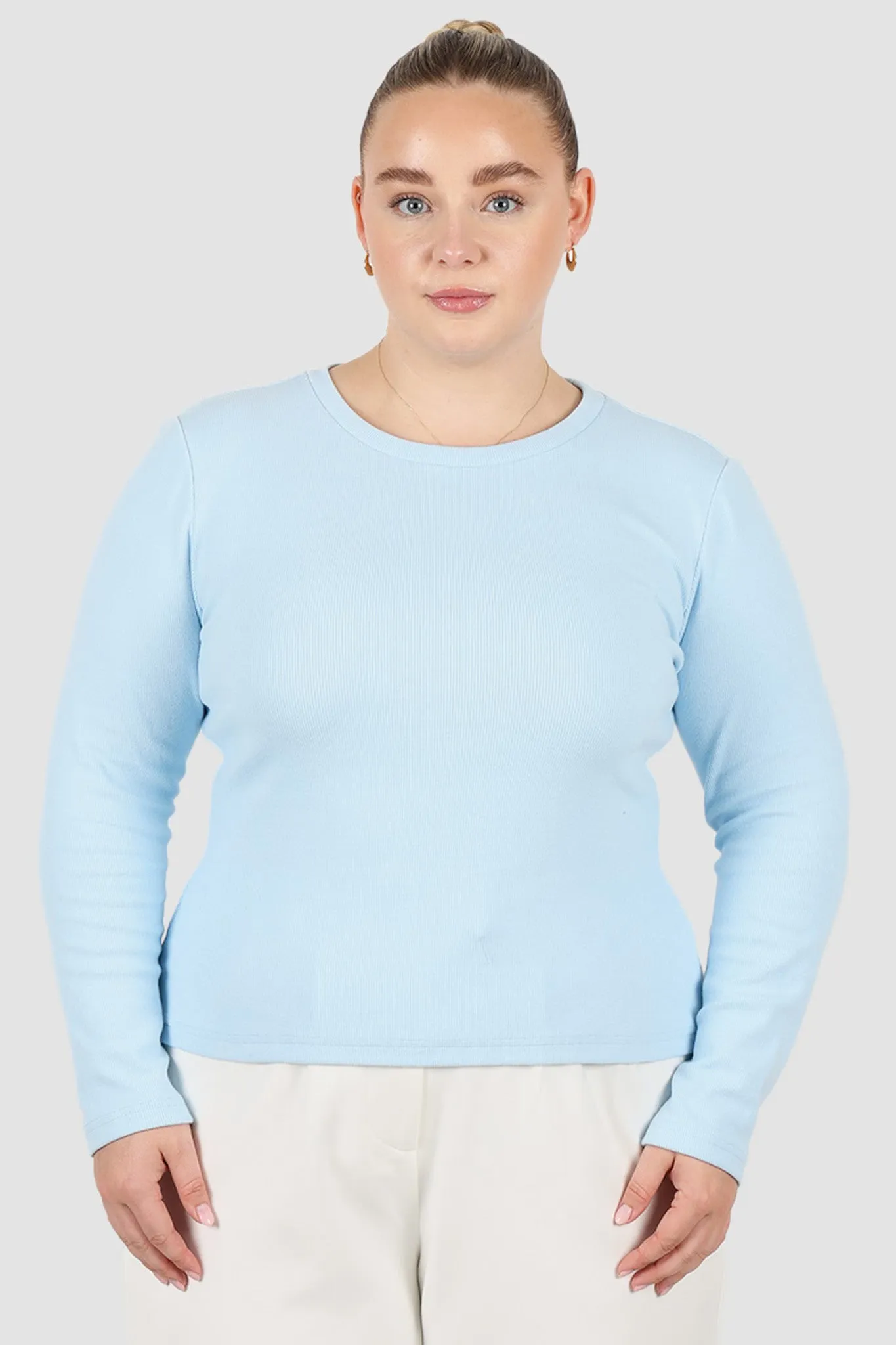 PORTLAND L/S RIB TEE SOFT BLUE sold by FAYT The Label product image thumbnail 5