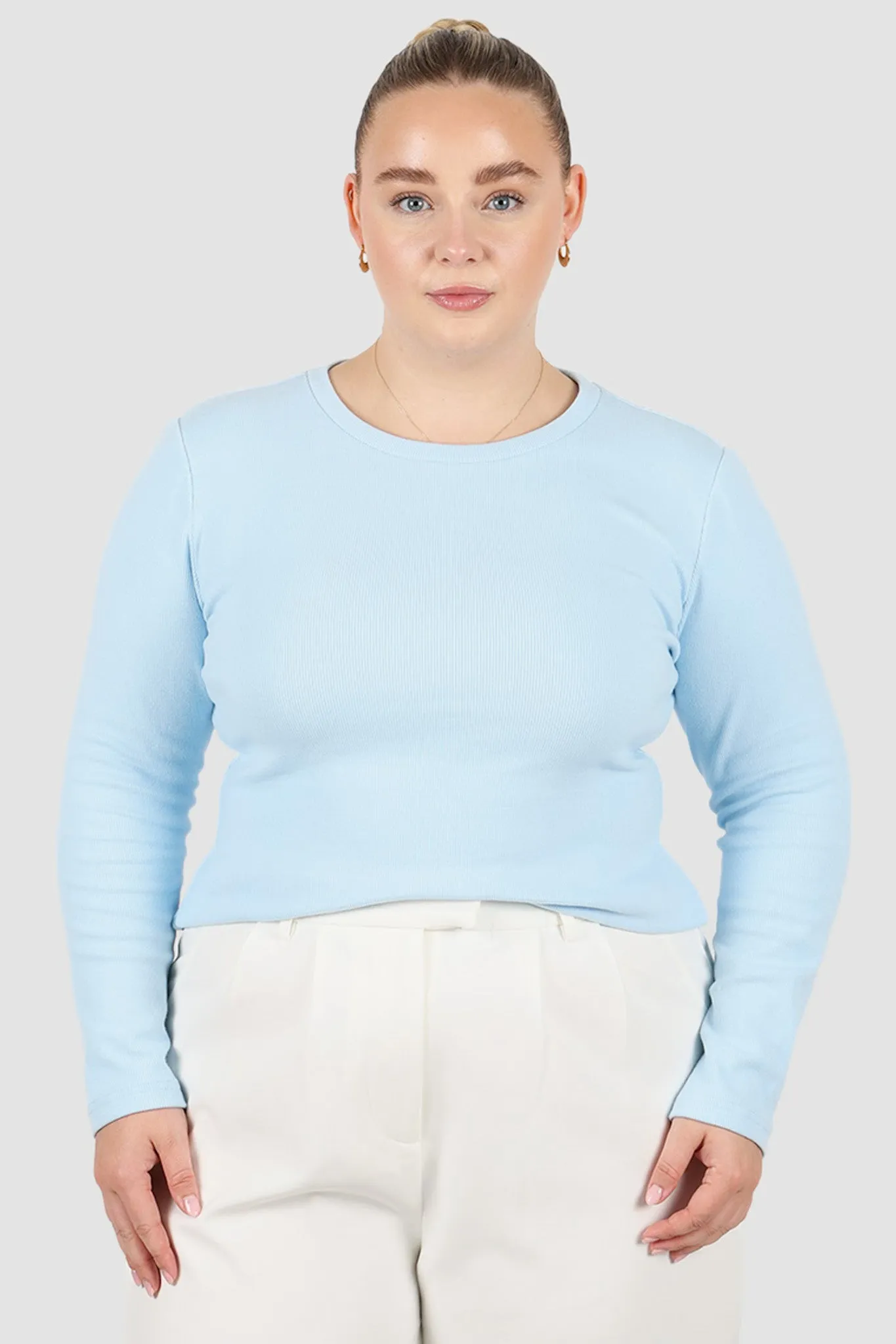 PORTLAND L/S RIB TEE SOFT BLUE sold by FAYT The Label