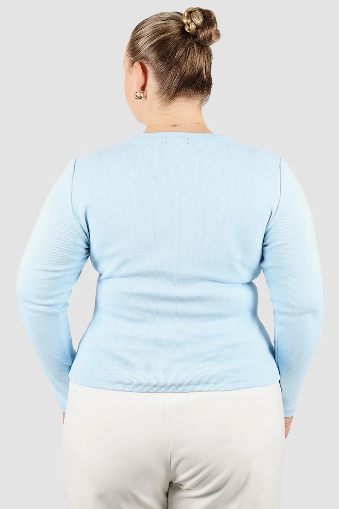 PORTLAND L/S RIB TEE SOFT BLUE sold by FAYT The Label product image thumbnail 3