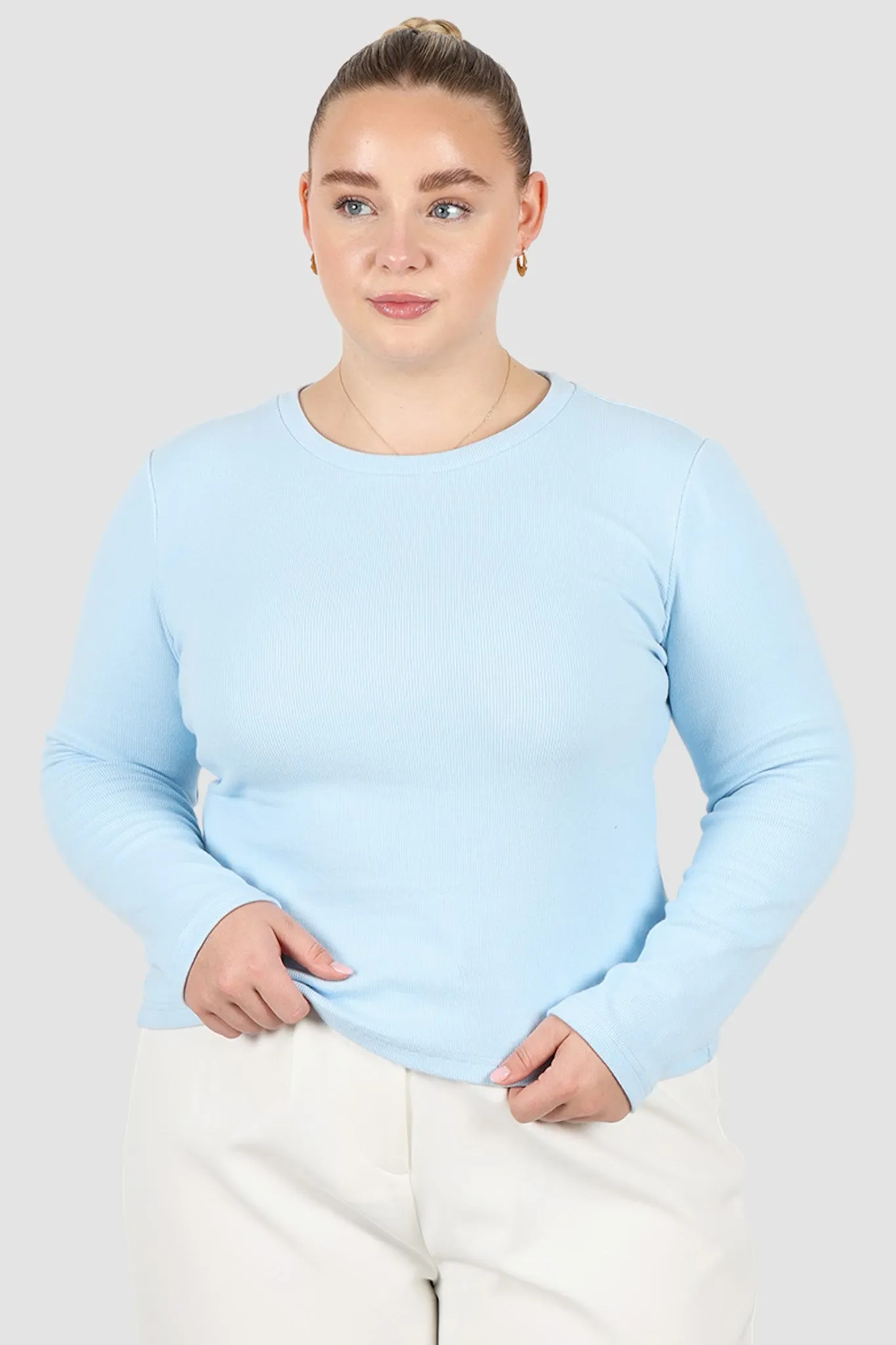 PORTLAND L/S RIB TEE SOFT BLUE sold by FAYT The Label product image thumbnail 2