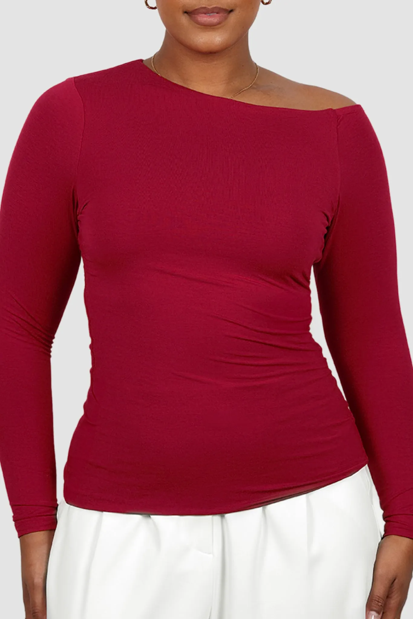 LULA LONG SLEEVE TOP CRIMSON sold by FAYT The Label product image thumbnail 2