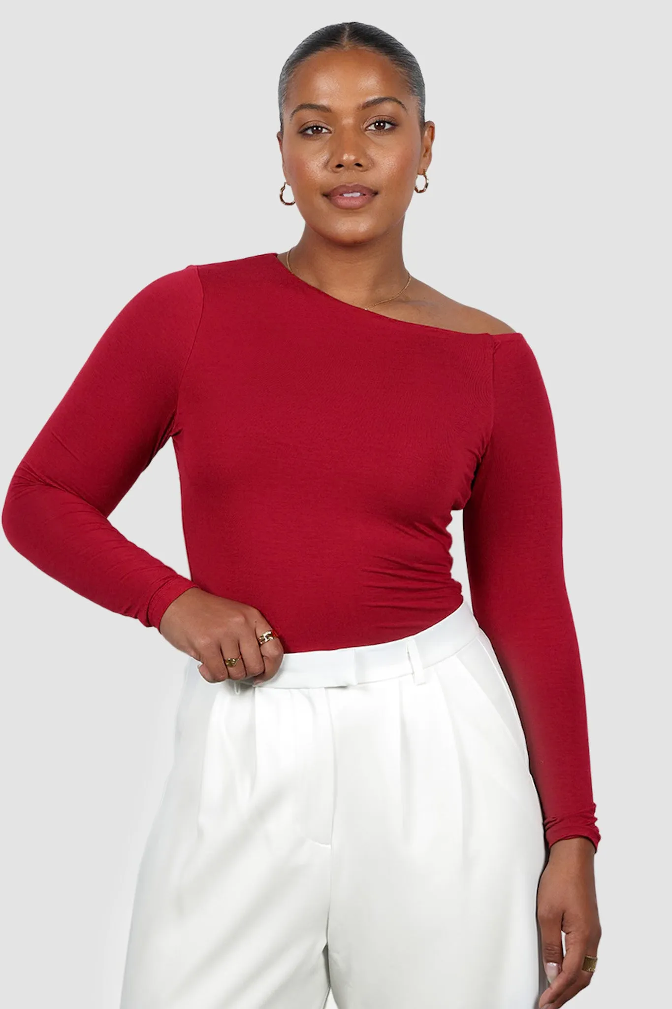 LULA LONG SLEEVE TOP CRIMSON sold by FAYT The Label product image thumbnail 3