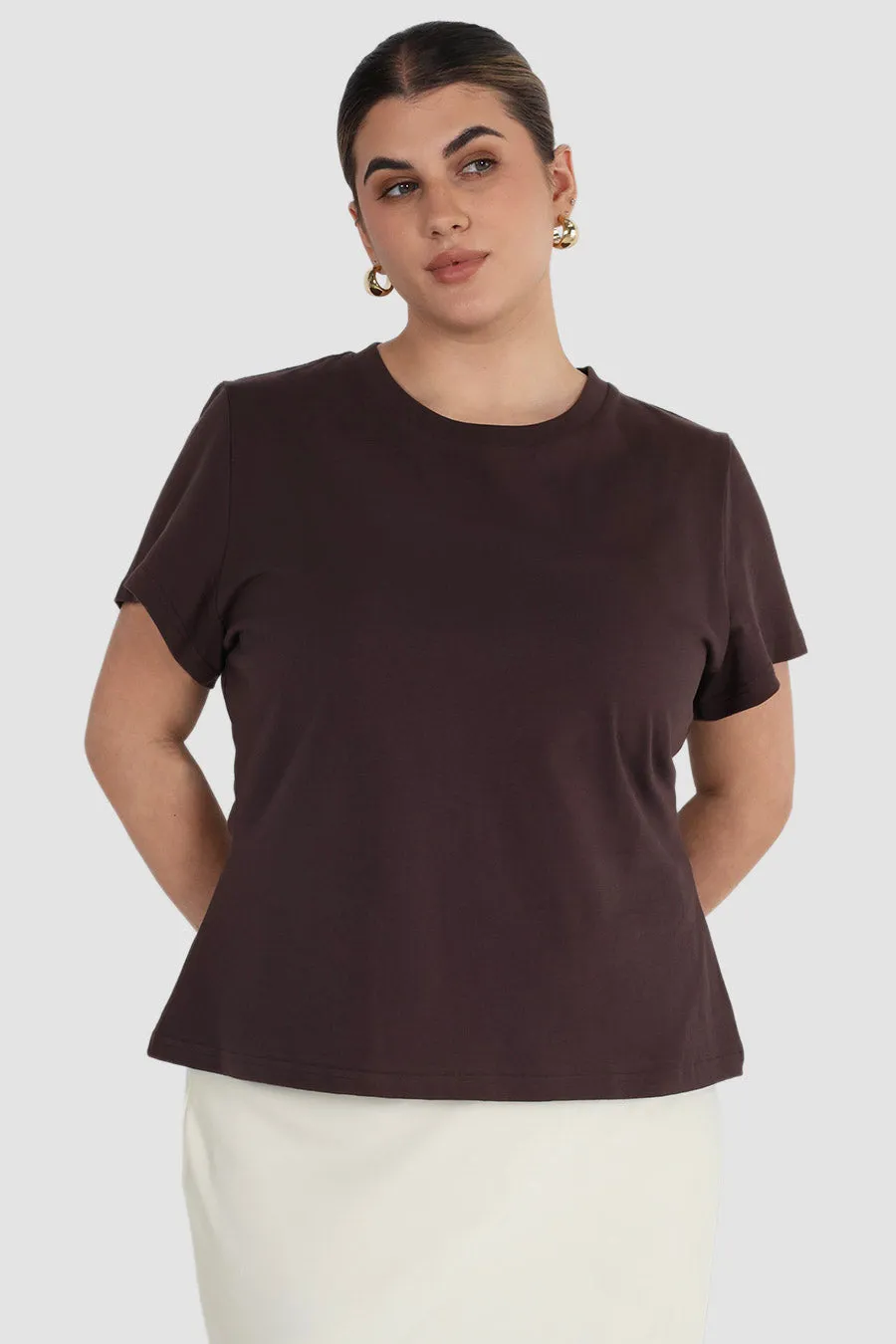 SIGNATURE SCULPT TEE ESPRESSO sold by FAYT The Label